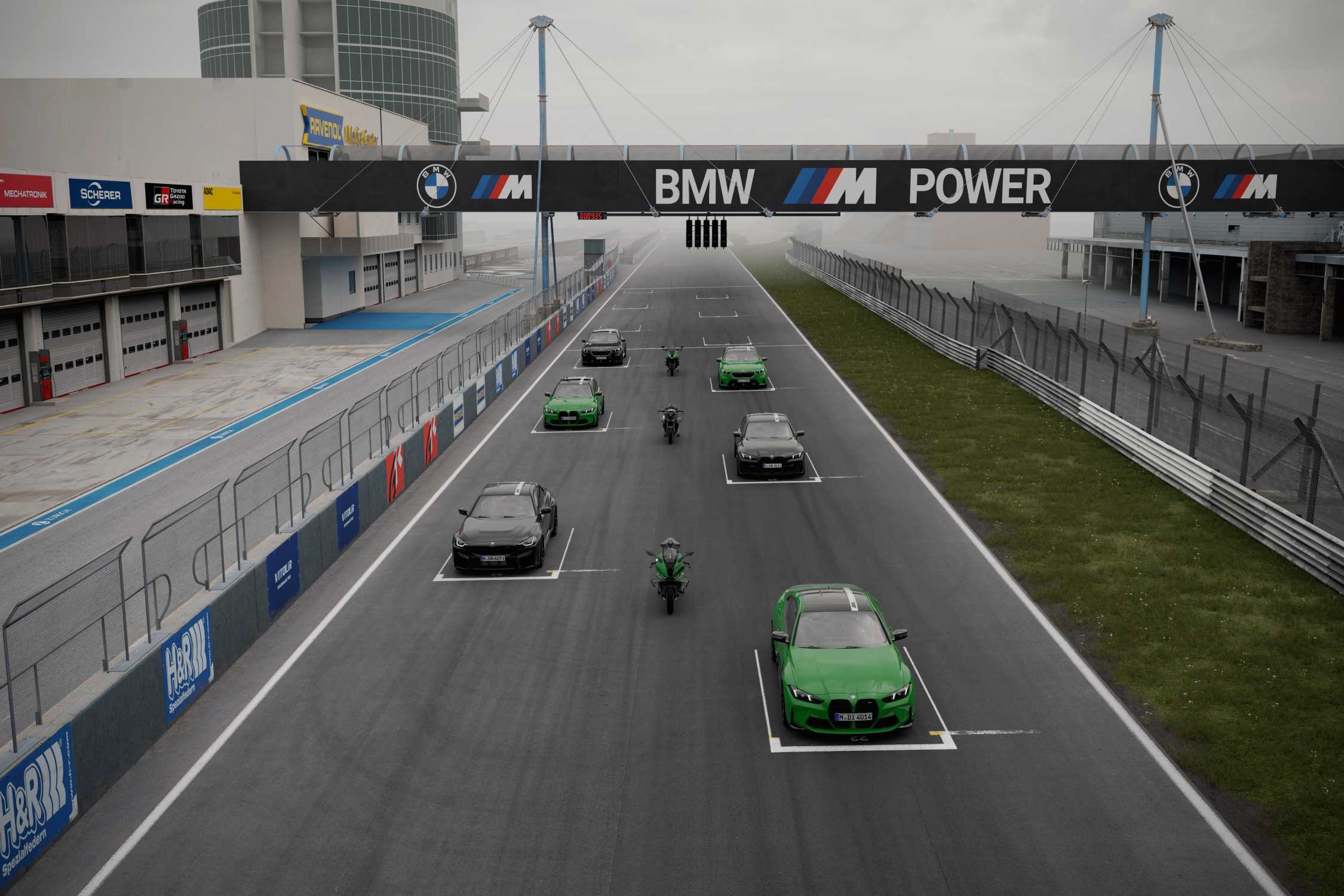 BMW M car and BMW Motorrad motorcycle in Nürburgring centenary livery