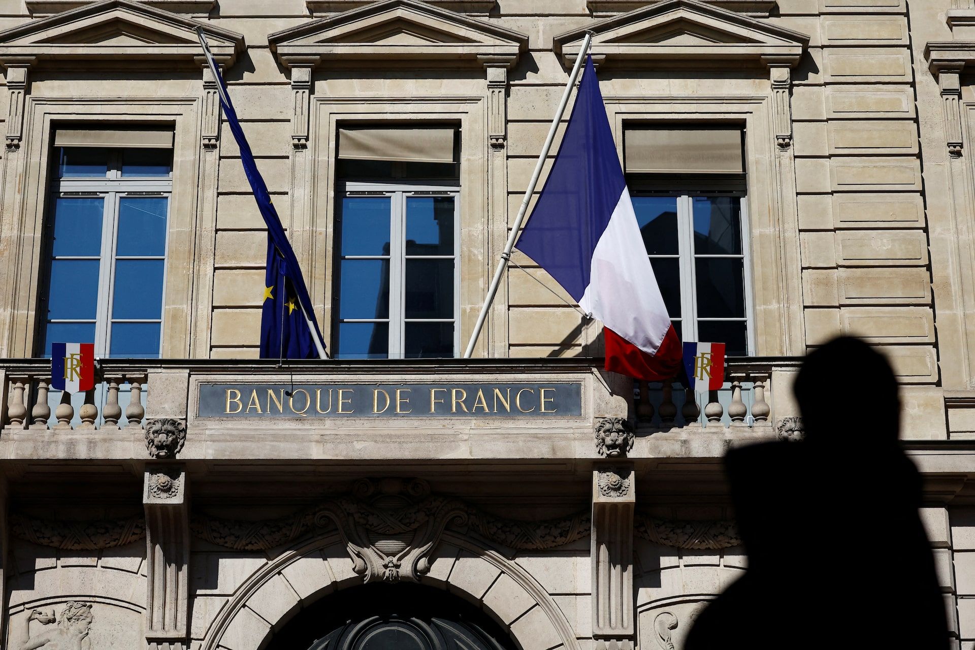 French flag at the Banque de France in Paris