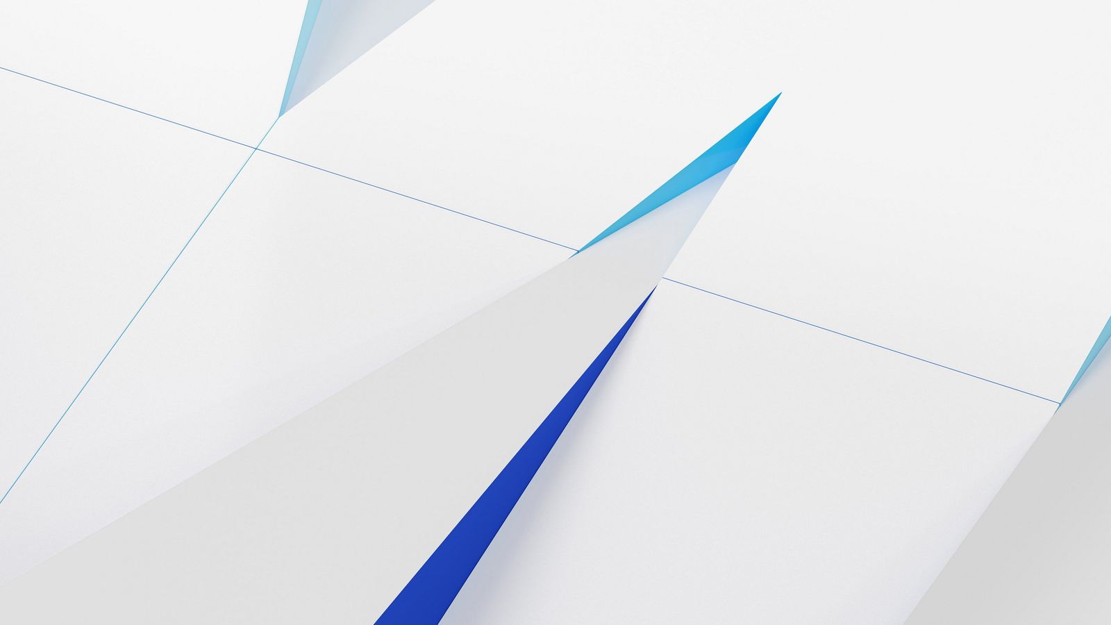 Abstract white geometric shapes with blue accents