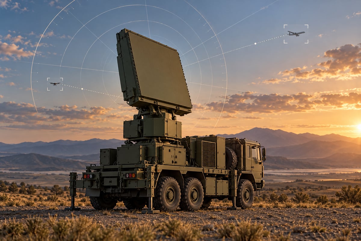 Original conceptual mobile low-level surveillance radar on an open test range