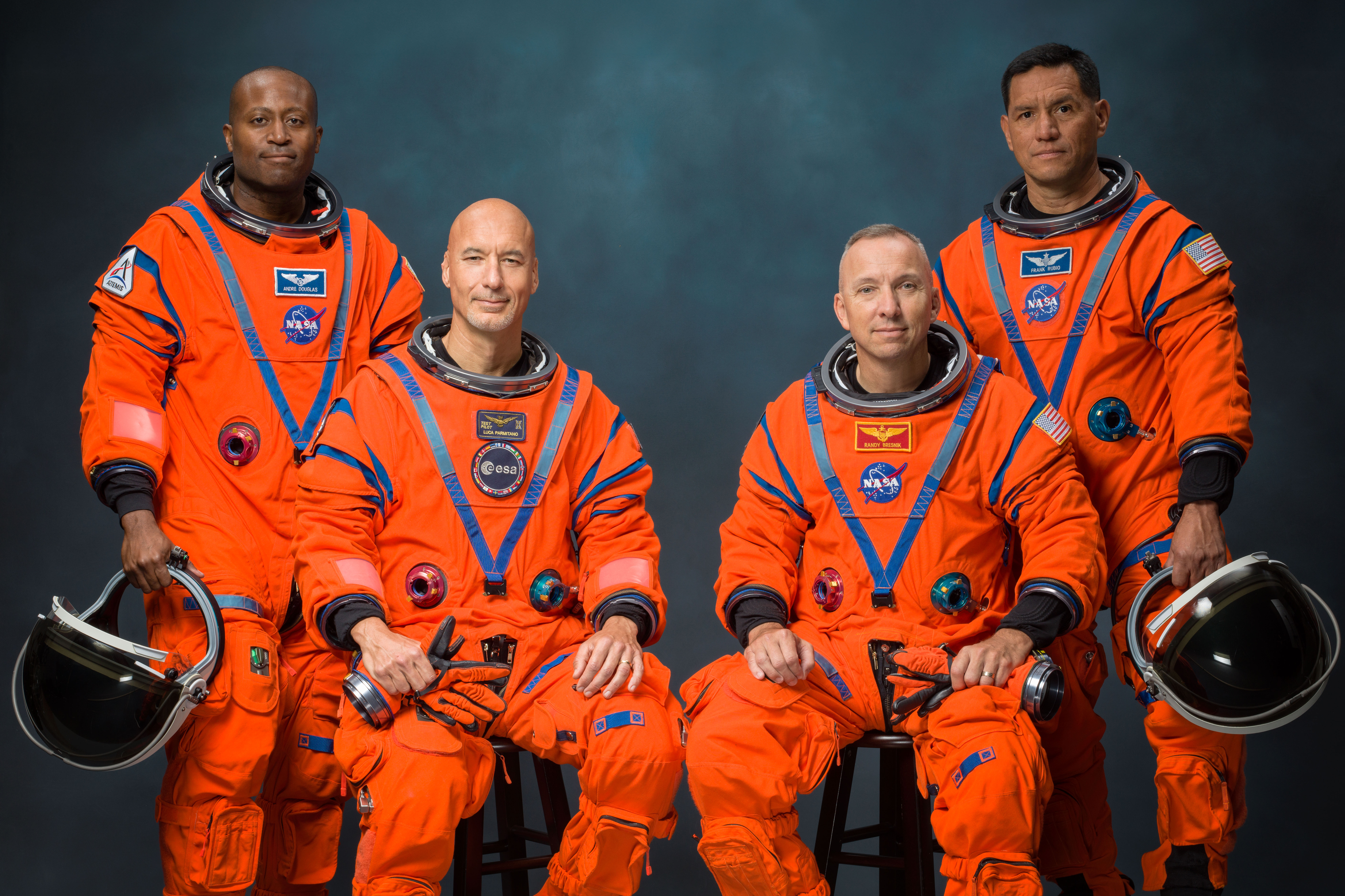 Artemis III crew official portrait: Andre Douglas, Luca Parmitano, Randy Bresnik and Frank Rubio