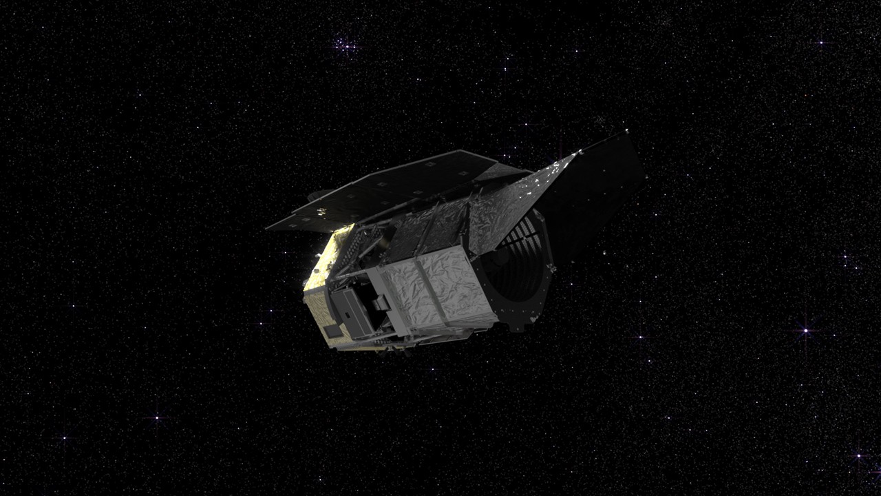 Illustration of the Roman Space Telescope in space