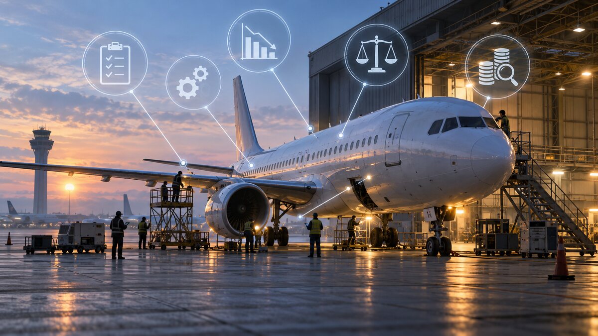 AI-generated illustration. A generic unbranded passenger jet undergoes inspection in a hangar; it is not a SpiceJet aircraft or real regulatory visit.