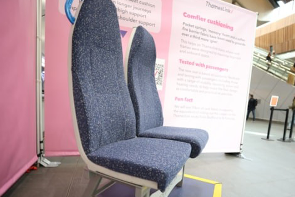 Prototype Thameslink seat displayed at London Bridge station