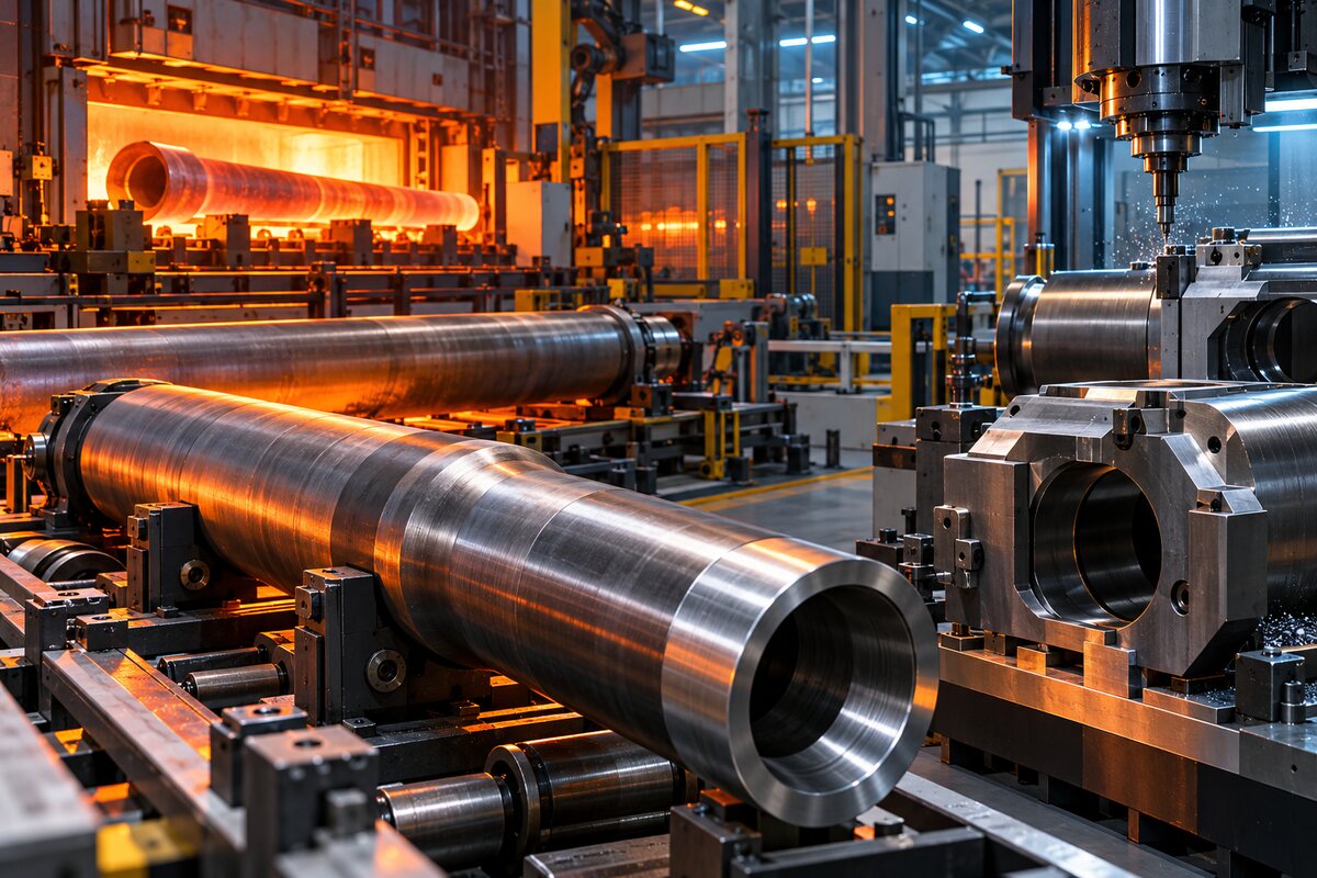 Original conceptual heavy industrial machining of large metal defense components